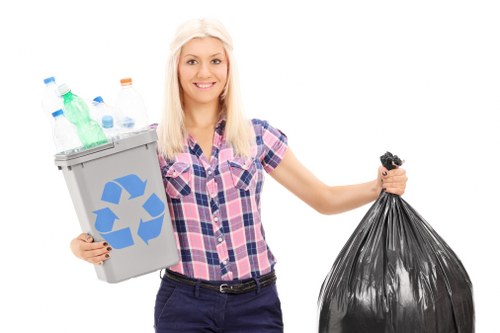 Professional team sorting garage items