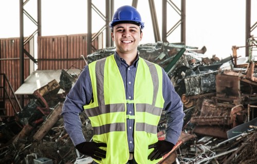 Various types of construction debris ready for clearance