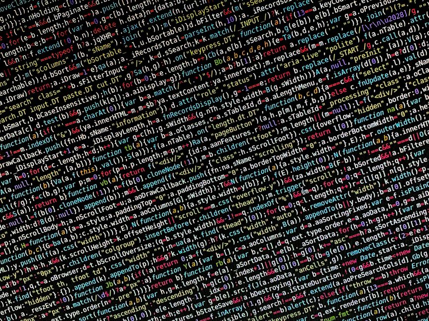 A computer screen displaying lines of HTML and CSS code in various colors, including tags, attributes, and file paths, with a dark background. The code includes references to image files and classes r